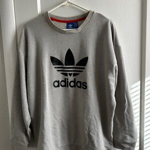 Adidas Women's Gray and Black Crewneck Sweater